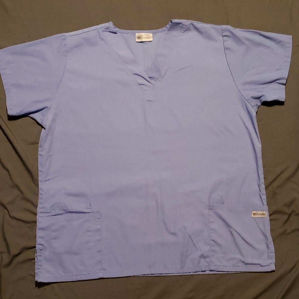 Women's scrub top, XL, ciel blue